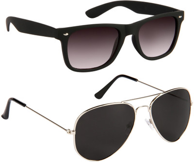 Gansta Wayfarer Sunglasses(Black, Silver)