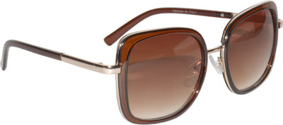 PETER JONES Retro Square Sunglasses(For Women, Brown)