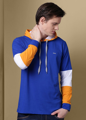 GHPC Color Block Men Hooded Blue T-Shirt