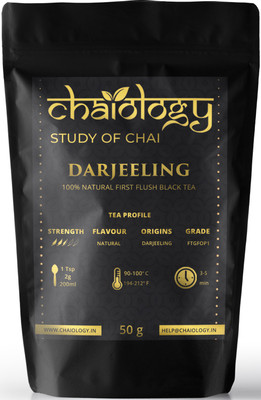 

Chaiology Darjeeling Black Tea, 50g (25 Cups) | 100% Natural First Flush Loose Leaf Tea Unflavoured Black Tea Pouch(50 g)