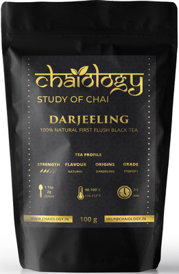 

Chaiology Darjeeling Black Tea, 100g (50 Cups) | 100% Natural First Flush Loose Leaf Tea Unflavoured Black Tea Pouch(100 g)
