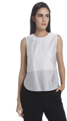 VERO MODA Casual Sleeveless Solid Women White Top