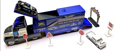 

WE-BLINK Police Rescue Truck with Cars and Accessories (Blue)(Blue)