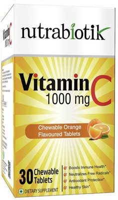 

Nutrabiotik Vitamin C (Asorbic Acid) 1000mg, 30 Chewable Orange Flavoured Tablets Pack of 1(1000 mg)