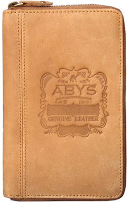 

ABYS Men Tan Genuine Leather Wrist Wallet(7 Card Slots)