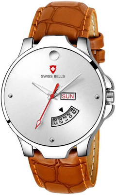 

Svviss Bells 1035SB New Generation Original White Dial Tan Brown Leather Strap Day and Date Multifunction Chronograph Wrist Watch - For Men