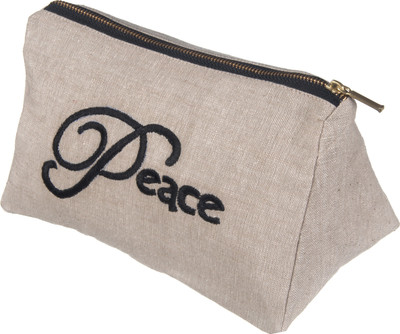 

Kanyoga Cotton Chambray 'Peace' Embroidered Everyday Use Pouch (20 x 12 x 11 CM) Yoga Blocks(Multicolor Pack of 1), Neutral