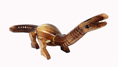 

FK RETAIL Wooden Handcrafted Dinosaur Showpiece For Home Decor And Toy (Beige and Black) 45 cm Length(Beige)