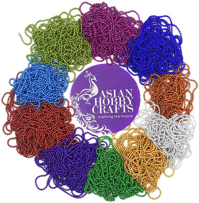 

AsianHobbyCrafts Ball Chains Shiny and Glittery (Pack of 10 colours