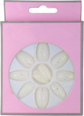 

One Personal Care Artificial nails with Studded Rhinestone Flakes UBB171-07 White(Pack of 12)