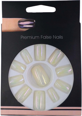 

One Personal Care Premium False Nails | Chrome Finish UBB172-09 Shiny Off White(Pack of 12)
