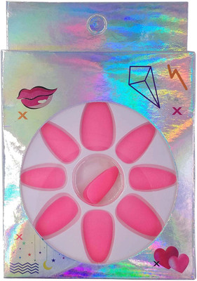 

One Personal Care Premium False Nails | Matte Finish UBB173-04 Fluorescent Pink(Pack of 12)
