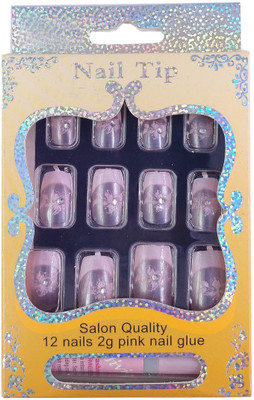 

One Personal Care Cambridge Scarlet Flower Print Salon Quality (Nail Glue Inclusive) UBB168-07 Pink(Pack of 12)