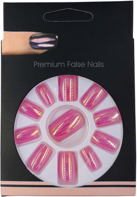

One Personal Care Premium False Nails | Chrome Finish UBB172-02 Shiny Pink(Pack of 12)