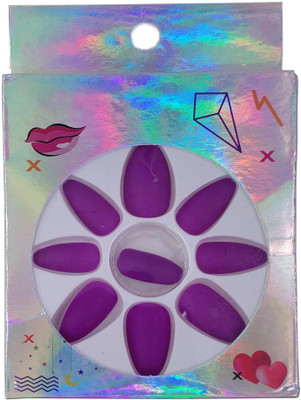 

One Personal Care Premium False Nails | Matte Finish UBB173-011 Fluorescent Purple(Pack of 9)