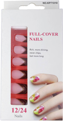 

One Personal Care French Manicure Inspired Full Cover Nails UBB174-08 Pink, Maroon, Gold(Pack of 12)