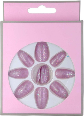 

One Personal Care Artificial nails with Studded Rhinestone Flakes UBB171-08 Lilac (Pale Purple)(Pack of 12)