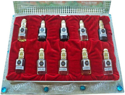 

ASHTAAROMAS Combo of 10 Pcs Attar GULAB , SANDAL , GULHINA , KHUS Herbal Attar Herbal Attar(Gul Hina)