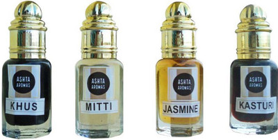 

ASHTAAROMAS Combo of 4 Pcs Attar KASTURI , JASMINE , MITTI , KHUS Herbal Attar Herbal Attar(Mitti)