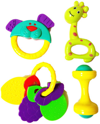 

DS Creations Baby Rattle 4 pieces Rattle(Multicolor)