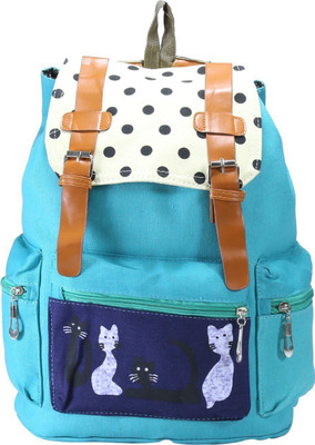 

Desence Women & Girls Stylish Backpack for College/School/Travel - Printed Canvas -with Adjustable Strap 10 liters (Green) 10 L Backpack(Blue)