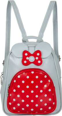 

Bazaar Pirates Polka Dots Small Mini Handbag Cum 3 L Backpack(Grey, Red)