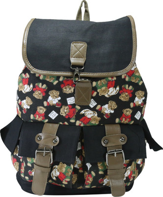 

Desence Women & Girls Stylish Backpack for College/School/Travel - Printed Canvas -with Adjustable Strap 10 liters (Black) 10 L Backpack(Multicolor)