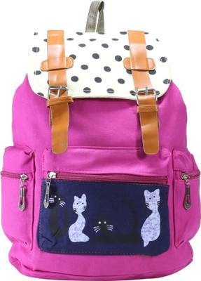 

Desence Women & Girls Stylish Backpack for College/School/Travel - Printed Canvas -with Adjustable Strap 10 liters (Pink) 10 L Backpack(Pink)