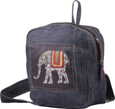 

Indha Craft Boys & Girls Black Colour Denim Elephant Print Small Bag 2.0 L Backpack(Grey)