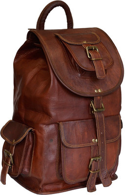 

The Artists Creation Genuine Leather Spacious Bag Luggage Hiking Camping Travel Rucksack 15 L Backpack(Brown)