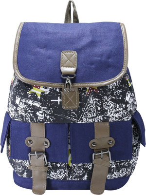 

Desence Women & Girls Stylish Backpack for College/School/Travel - Printed Canvas -with Adjustable Strap 10 liters (Blue) 10 L Backpack(Multicolor)