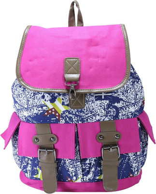 

Desence Women & Girls Stylish Backpack for College/School/Travel - Printed Canvas -with Adjustable Strap 10 liters (Pink) 10 L Backpack(Multicolor)