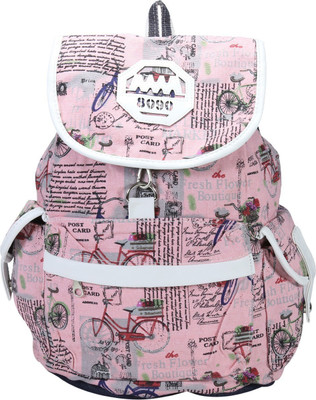 

Desence Women & Girls Stylish Backpack for College/School/Travel - Printed Canvas -with Adjustable Strap 10 liters (Pink) 10 L Backpack(Pink)