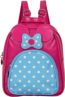 

Bazaar Pirates Polka Dots Small Mini Handbag Cum 3 L Backpack(Pink, Blue)