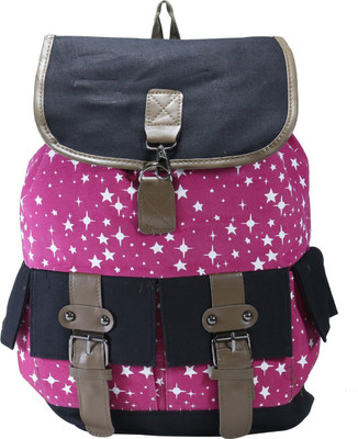 

Desence Women & Girls Stylish Backpack for College/School/Travel - Printed Canvas -with Adjustable Strap 10 liters (Black) 10 L Backpack(Pink, Black)