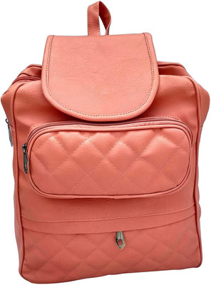 

Flair Bags PU Purse Mini Backpack Leather bag for Women & Girls 16 L Backpack(Pink), Peach