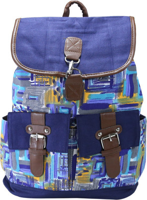 

Desence Women & Girls Stylish Backpack for College/School/Travel - Printed Canvas -with Adjustable Strap 10 liters (Blue) 10 L Backpack(Multicolor)