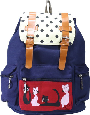 

Desence Women & Girls Stylish Backpack for College/School/Travel - Printed Canvas -with Adjustable Strap 10 liters (Blue) 10 L Backpack(Multicolor)