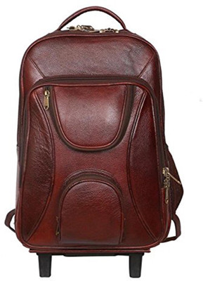

JASHMIN Leather Laptop Trolley Backpack 20 L Trolley Laptop Backpack(Brown)