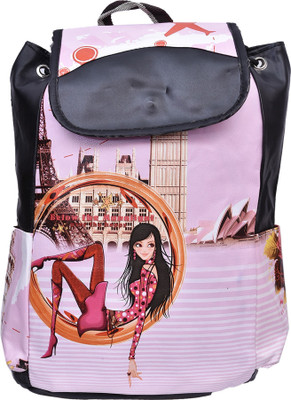 

Zuriti Girl Printed Stylish 7 L Backpack(Pink, Black), Multicolor