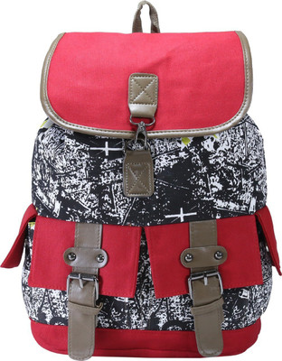 

Desence Women & Girls Stylish Backpack for College/School/Travel - Printed Canvas -with Adjustable Strap 10 liters (Red) 10 L Backpack(Multicolor)
