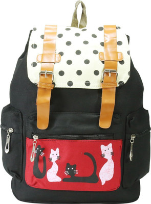 

Desence Women & Girls Stylish Backpack for College/School/Travel - Printed Canvas -with Adjustable Strap 10 liters (Black) 10 L Backpack(Multicolor)