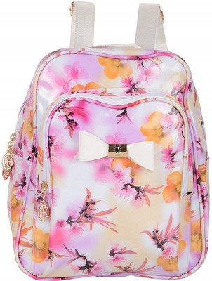 

Bazaar Pirates Digital Print Twisted Bow 9 L Backpack(White, Pink), Floral;pink;white
