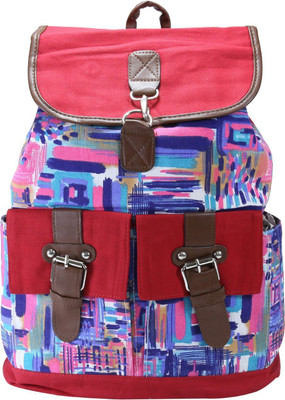 

Desence Women & Girls Stylish Backpack for College/School/Travel - Printed Canvas -with Adjustable Strap 10 liters (Red) 10 L Backpack(Multicolor)
