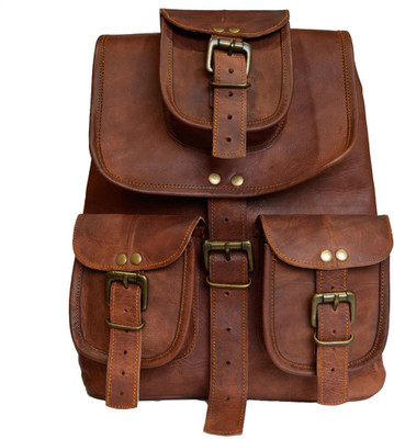 

The Artists Creation Vintage Look Unisex Handmade Genuine Leather Hiking Medium Rucksack 11 L Backpack(Brown)