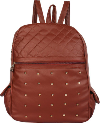 Rajni Fashion PU Leather Backpack School Bag Student Backpack Traval bag 6 L Backpack (Tan) 6 L Backpack(Tan)