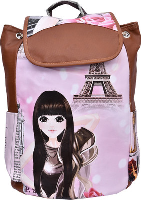 

Zuriti Stylish Girl Printed 7 L Backpack(Pink, Brown), Multicolor