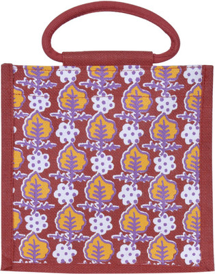 

Jute Cottage Leaf Print Lunch Bag Medium Maroon Jute Waterproof Lunch Bag(Maroon, 3 L)