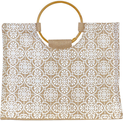 

Jute Cottage Mughal Cane Handle Bag Medium Natural Jute Waterproof Lunch Bag(Brown, 3 L)
