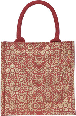 

Jute Cottage Mughal Zipper Lunch Bag Medium Red Jute Waterproof Lunch Bag(Red, 3 L)